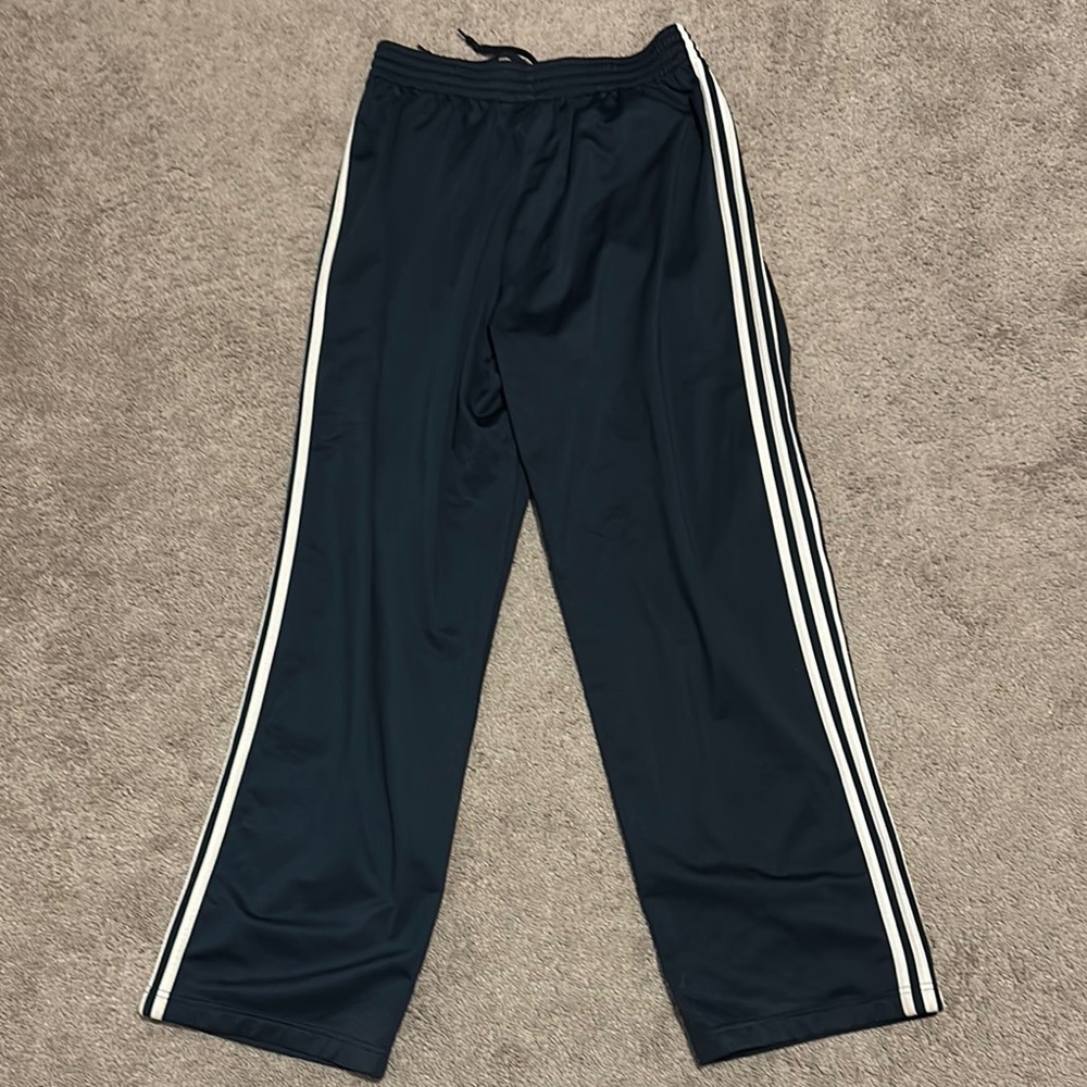Adidas Mens White 3 Stripe Activewear Athletic Track Pants Blue Size M - Picture 2 of 5